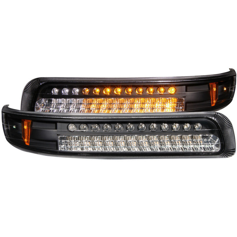 ANZO USA Chevrolet Silverado Led Parking Lights Black W/ Amber Reflector; 1999-2002 - eliteracefab.com