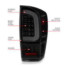 Load image into Gallery viewer, ANZO 16-21 Toyota Tacoma LED Tail Lights - w/ Light Bar Sequential Black Housing &amp; Smoke Lens - eliteracefab.com