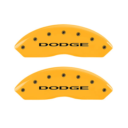 MGP 4 Caliper Covers Engraved Front & Rear With out stripes/Dodge Yellow finish black ch MGP