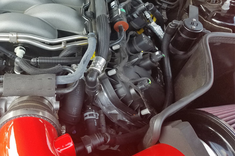 J&L 18-19 Ford Mustang GT Driver Side Oil Separator 3.0 - Black Anodized - eliteracefab.com