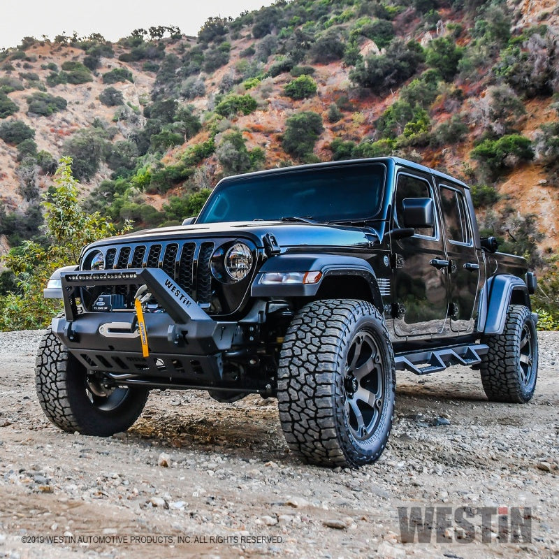 Westin 18-19 Jeep Wrangler JL Stubby Front Bumper - Textured Black - eliteracefab.com