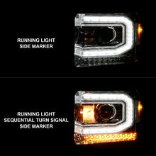 Load image into Gallery viewer, ANZO 2014-2015 Gmc Sierra 1500 Projector Headlights w/ Light Bar Chrome Housing (Halogen Type) - eliteracefab.com