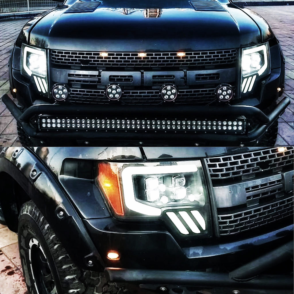 AlphaRex 09-14 Ford F-150 NOVA LED Proj Headlights Plank Style Gloss Black w/Activ Light/Seq Signal - eliteracefab.com