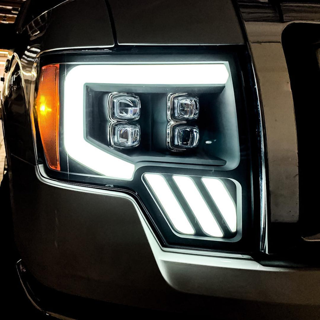 AlphaRex 09-14 Ford F-150 NOVA LED Proj Headlights Plank Style Gloss Black w/Activ Light/Seq Signal - eliteracefab.com