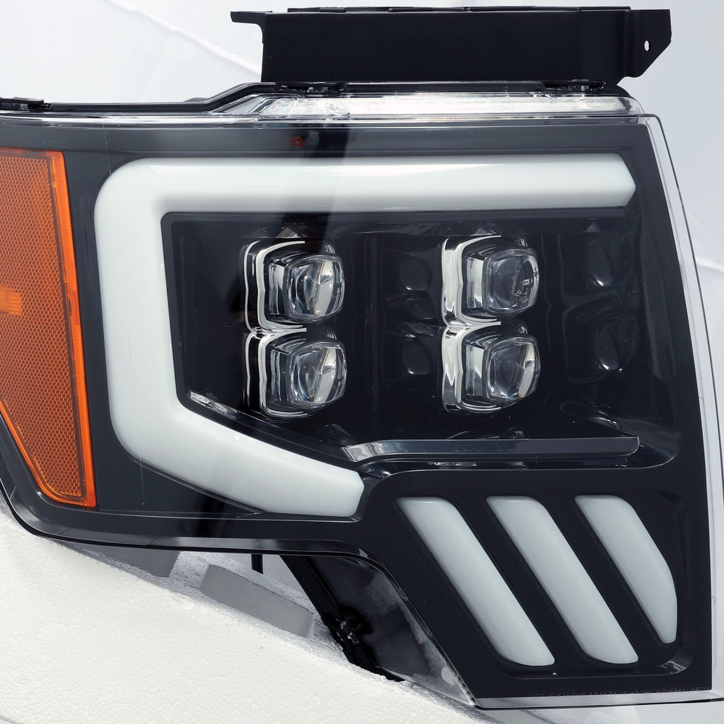 AlphaRex 09-14 Ford F-150 NOVA LED Proj Headlights Plank Style Gloss Black w/Activ Light/Seq Signal - eliteracefab.com