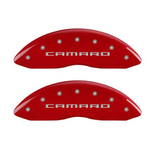 Load image into Gallery viewer, MGP 4 Caliper Covers Engraved Front &amp; Rear Gen 5/Camaro Red finish silver ch MGP