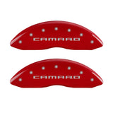 MGP 4 Caliper Covers Engraved Front Gen 5/Camaro Engraved Rear Gen 5/SS Red finish silver ch