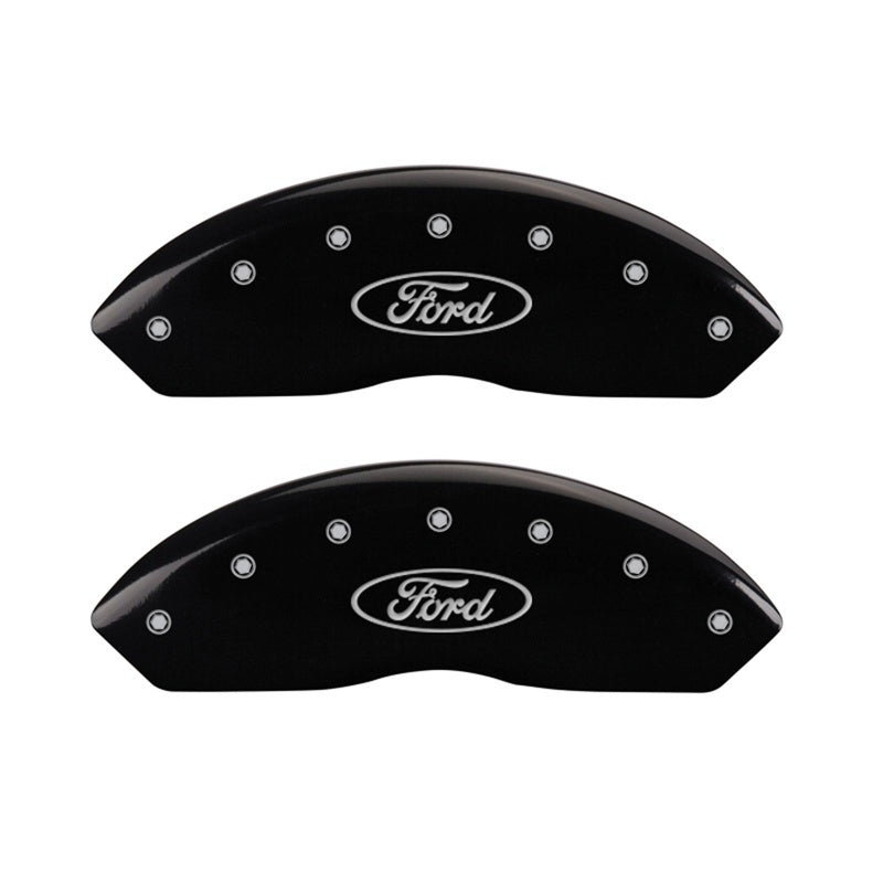 MGP Front set 2 Caliper Covers Engraved Front Oval logo/Ford Black finish silver ch MGP