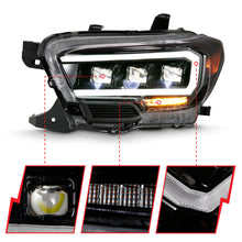 Load image into Gallery viewer, ANZO 2016-2018 Toyota Tacoma LED Projector Headlights Plank Style Black w/ Amber - eliteracefab.com