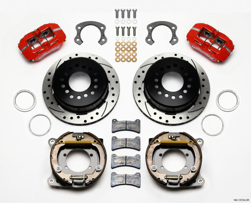 Wilwood Dynapro Low-Profile 11.00in P-Brake Kit Drill-Red Ford 8.8 Special w/2.50in Offset-5 Lug Wilwood