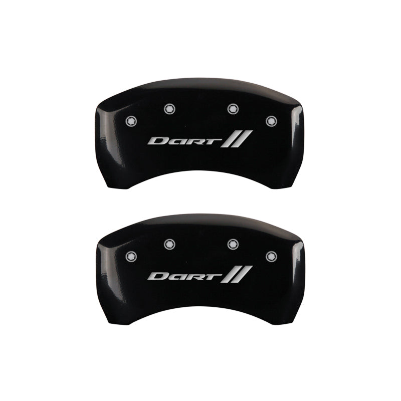 MGP 4 Caliper Covers Engraved Front & Rear With stripes/Dart Black finish silver ch MGP