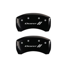 Load image into Gallery viewer, MGP 4 Caliper Covers Engraved Front &amp; Rear With stripes/Dart Black finish silver ch MGP