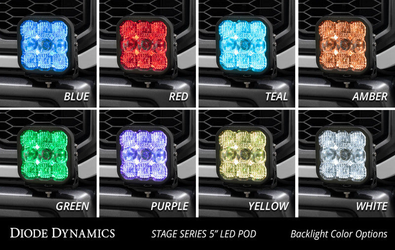 Diode Dynamics 17-20 Ford Raptor SS5 Bumper LED Pod Light Kit - Yellow Pro Combo