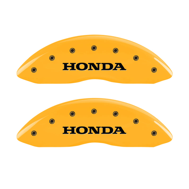 MGP 4 Caliper Covers Engraved Front & Rear Honda Yellow Finish Black Char 2009 Honda Ridgeline MGP