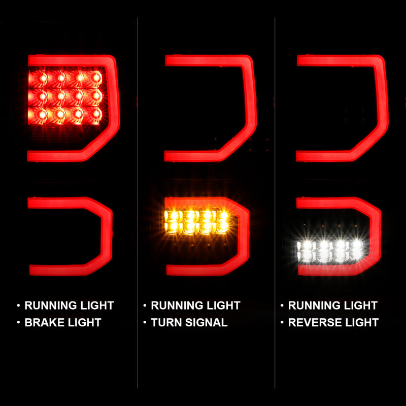 ANZO 2007-2013 Toyota Tundra LED Taillights Plank Style Black w/Clear Lens - eliteracefab.com