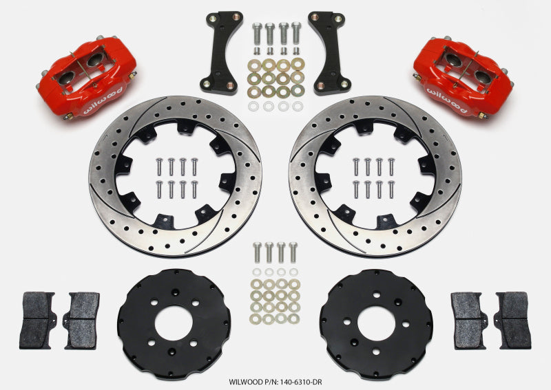 Wilwood Forged Dynalite Front Hat Kit 12.19in Drilled Red 90-99 Civic w/240 mm Disc - eliteracefab.com