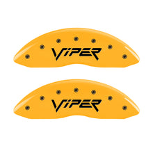 Load image into Gallery viewer, MGP 4 Caliper Covers Engraved Front &amp; Rear Gen 2/Viper Yellow Finish Black Ch MGP