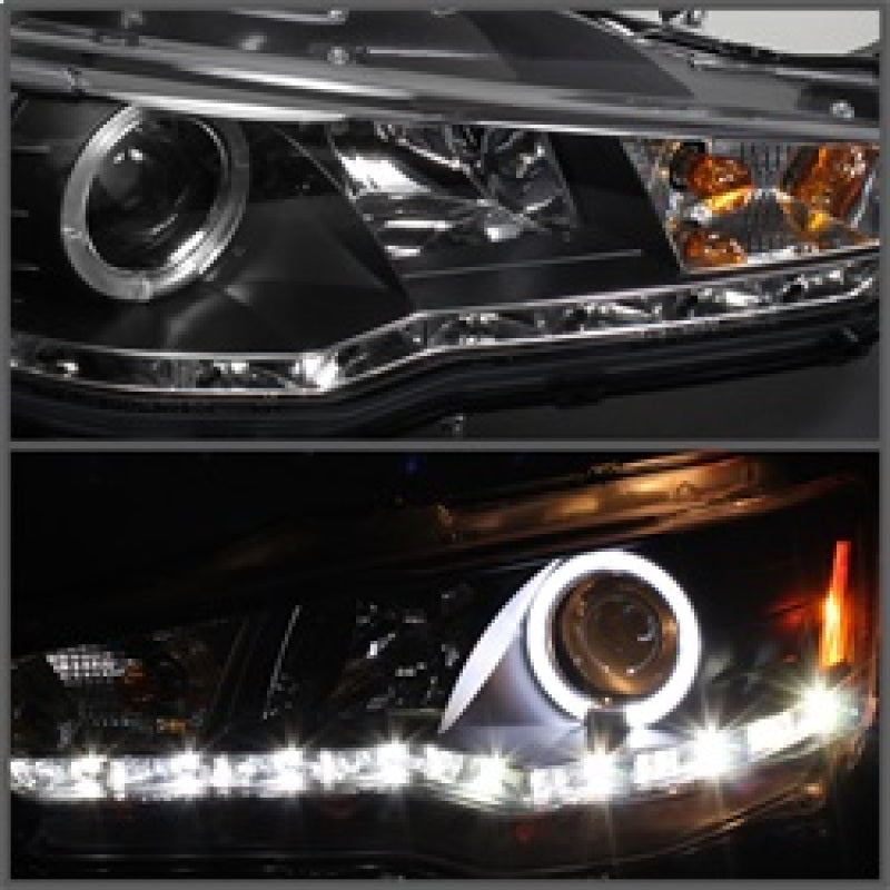 Spyder Mitsubishi Lancer/EVO-10 08-14 Projector Xenon/HID- LED Halo DRL Blk PRO-YD-ML08-HID-DRL-BK - eliteracefab.com