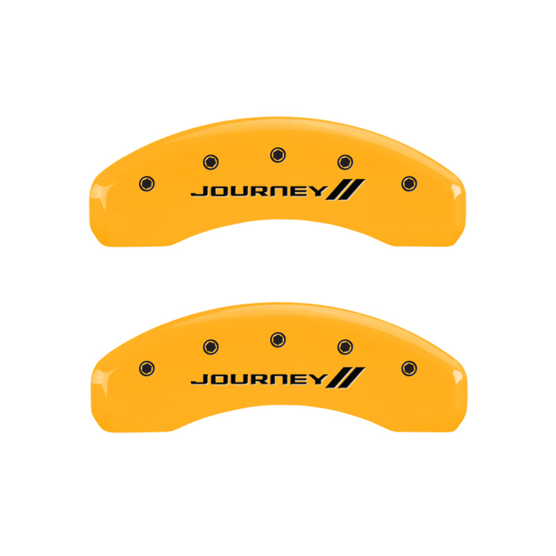 MGP 4 Caliper Covers Engraved Front & Rear With stripes/Journey Yellow finish black ch MGP