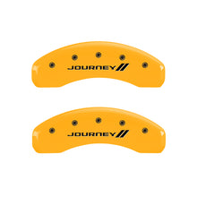 Load image into Gallery viewer, MGP 4 Caliper Covers Engraved Front &amp; Rear With stripes/Journey Yellow finish black ch MGP