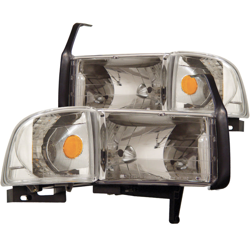 ANZO 1994-2001 Dodge Ram Crystal Headlights Chrome - eliteracefab.com