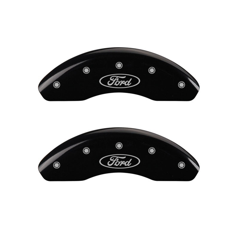 MGP Front set 2 Caliper Covers Engraved Front Oval logo/Ford Black finish silver ch MGP