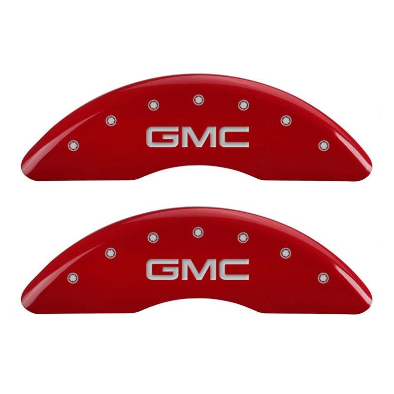 MGP 4 Caliper Covers Engraved Front & Rear GMC Red finish silver ch MGP