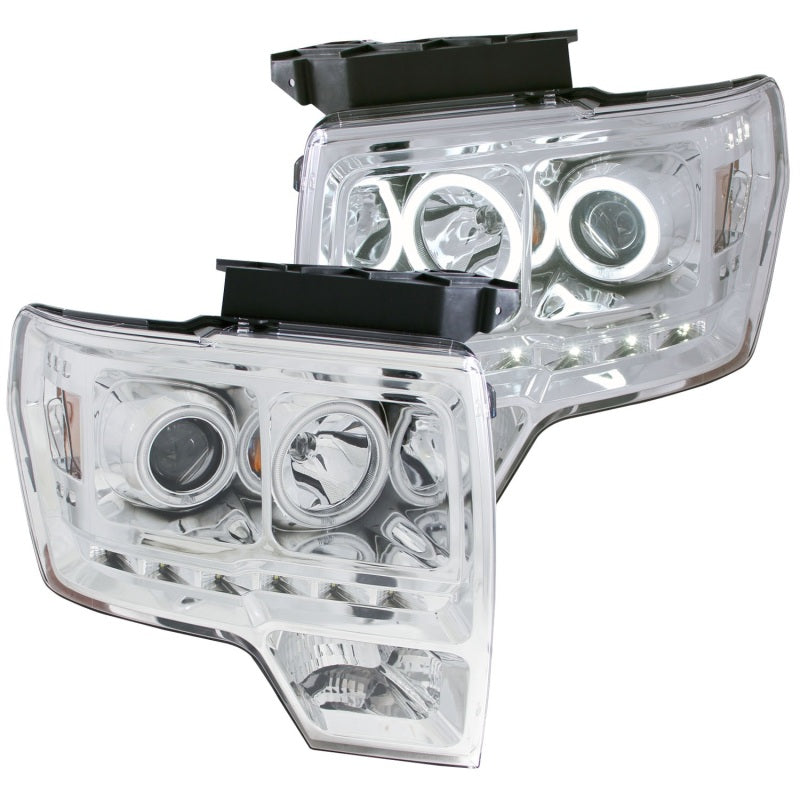 ANZO 2009-2014 Ford F-150 Projector Headlights w/ Halo Chrome (CCFL) G2 - eliteracefab.com