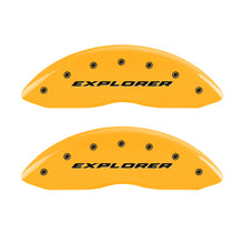 Load image into Gallery viewer, MGP 4 Caliper Covers Engraved Front &amp; Rear Explorer Yellow finish black ch MGP