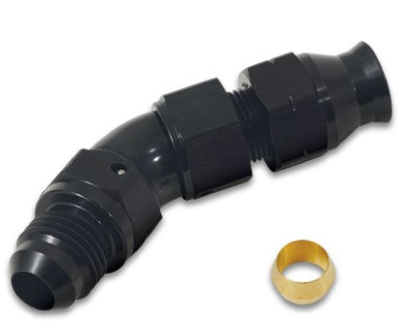 Vibrant 45 Degree 3/8in Tube to Male -6AN Flare Adapter w/ Olive Inserts - eliteracefab.com