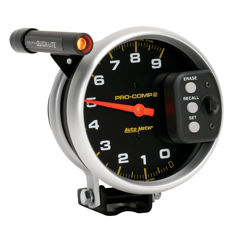 AutoMeter Gauge Tach 5in. 9K RPM Pedestal W/ Quick Lite & Peak Memory Pro-Comp 6851