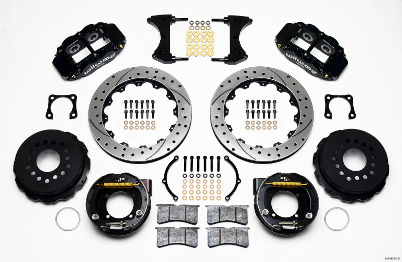 Wilwood Narrow Superlite 4R Rear P-Brk Kit 12.88in Drilled Chevy 12 Bolt-Spec 3.15in Brng Wilwood