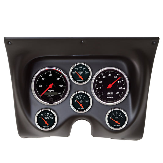 Autometer Designer Black 67-68 Camaro/Firebird Dash Kit 6pc Tach / MPH / Fuel / Oil / WTMP / Volt 7020-DB