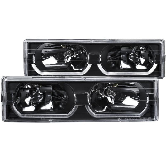 ANZO 88-98 Chevrolet C1500 Crystal Headlights Black - eliteracefab.com