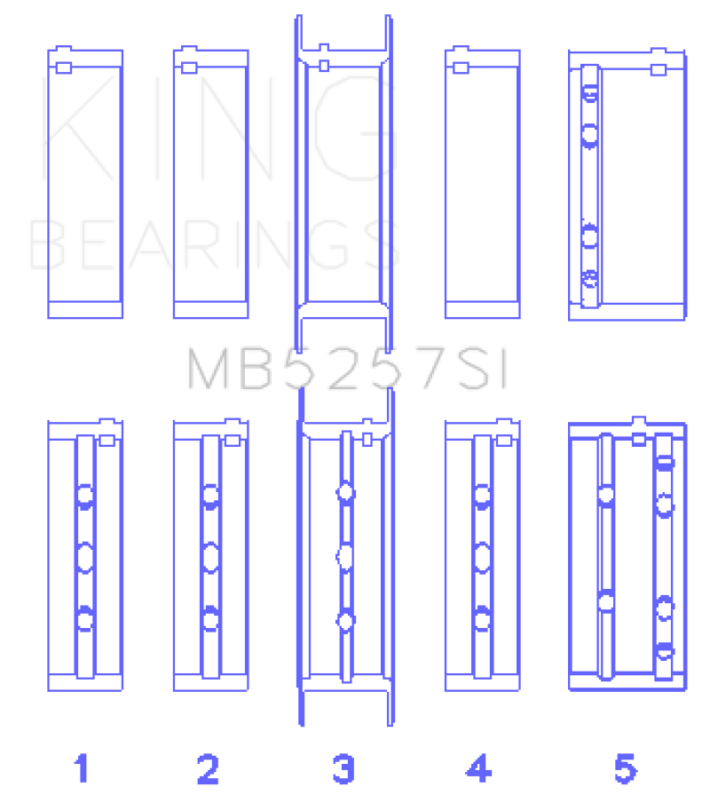 King General Motors 379 V8 OHV (Size .026) Crankshaft Main Bearings (Set of 5) King Engine Bearings