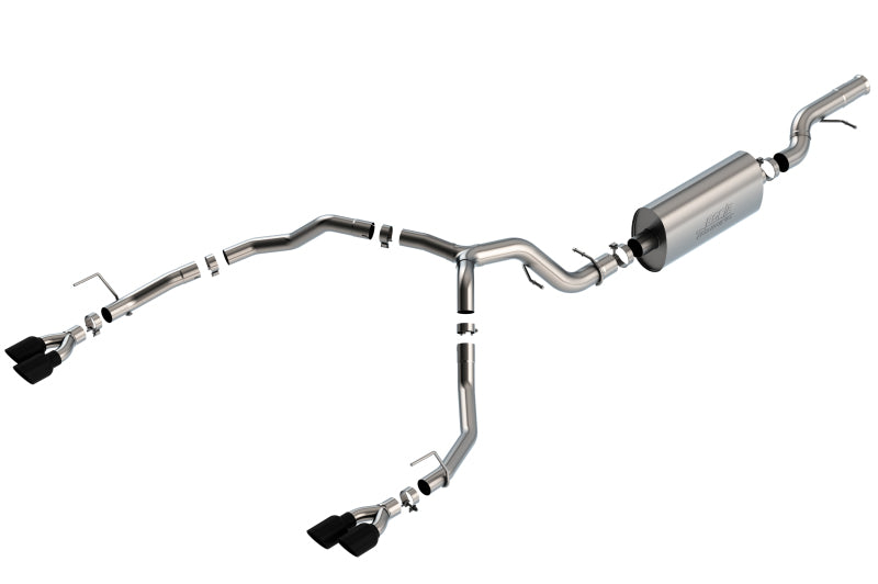 Borla 21-22 Chevrolet Tahoe 6.2L V8 2/4WD 4DR T-304 SS Touring Cat-Back Exhaust w/ Black Chrome Tips - eliteracefab.com