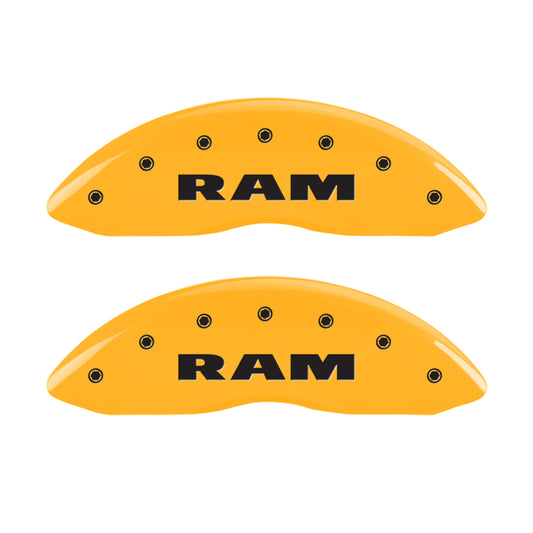 MGP 4 Caliper Covers Engraved Front RAM Engraved Rear RAMHEAD Yellow finish black ch MGP
