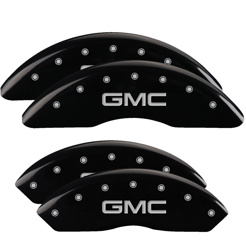 MGP 4 Caliper Covers Engraved Front & Rear GMC Black finish silver ch MGP