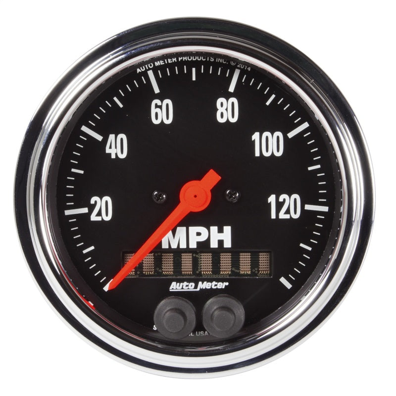Autometer Traditional Chrome 3-3/8in 140 MPH In-Dash Full Sweep GPS Speedometer 2480