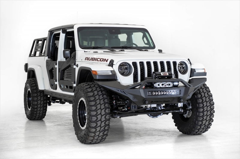 Addictive Desert Designs 2020 Jeep Gladiator JT Stealth Fighter Front Bump w/ Top Hoop & Winch Mount - eliteracefab.com