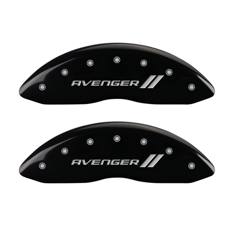 MGP 4 Caliper Covers Engraved Front & Rear With stripes/Avenger Black finish silver ch MGP