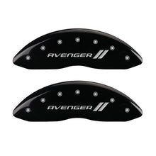 Load image into Gallery viewer, MGP 4 Caliper Covers Engraved Front &amp; Rear With stripes/Avenger Black finish silver ch MGP