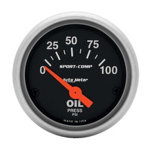 Load image into Gallery viewer, AutoMeter GAUGE; OIL PRESSURE; 2 1/16in.; 100PSI; ELECTRIC; SPORT-COMP - eliteracefab.com