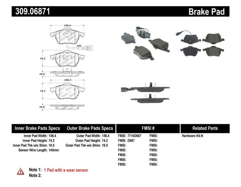 STOPTECH PERFORMANCE 99-08 VW JETTA / 5/99-05 GOLF GTI/GLS TURBO FRONT BRAKE PADS, 309.06871 - eliteracefab.com