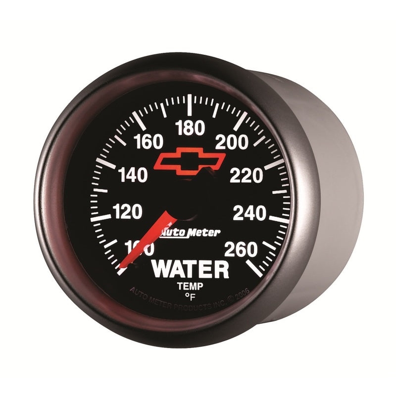 AutoMeter Gauge Water Temp 2-1/16in. 100-260 Deg. F Digital Stepper Motor Chevy Red Bowtie Black 3655-00406