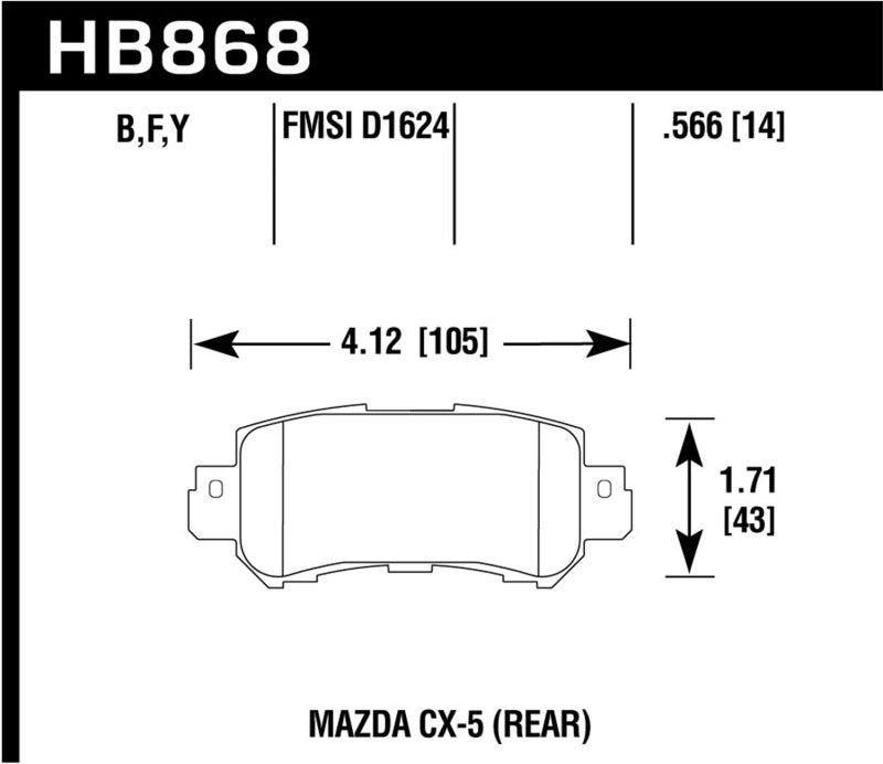 Hawk Performance HPS 5.0 Rear Brake Pads - HB868B.566