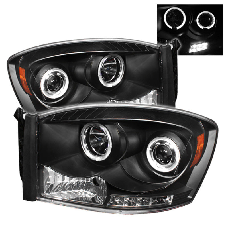 Spyder Dodge Ram 1500 06-08/Ram 2500 06-09 Projector Headlights LED Halo LED Blk PRO-YD-DR06-HL-BK - eliteracefab.com