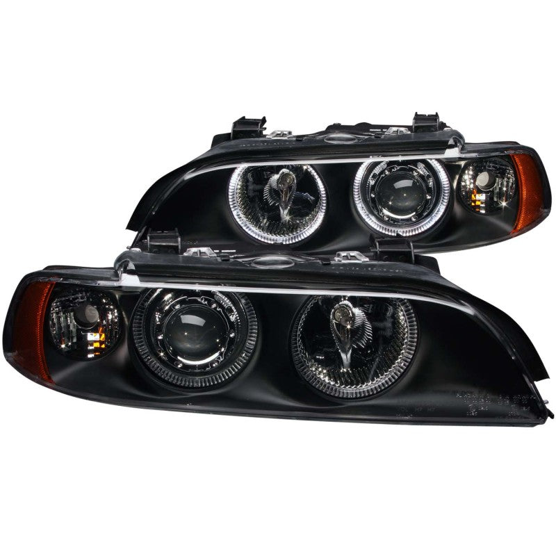 ANZO USA Bmw 5 Series E39 Projector Headlights W/ Halo Black; 1997-2001 - eliteracefab.com