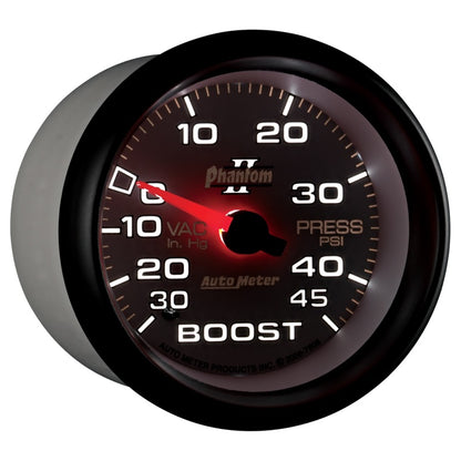 Autometer Phantom II 2-5/8in 30INHG-45PSI Phantom Mechanical Boost/Vacuum Gauge 7808