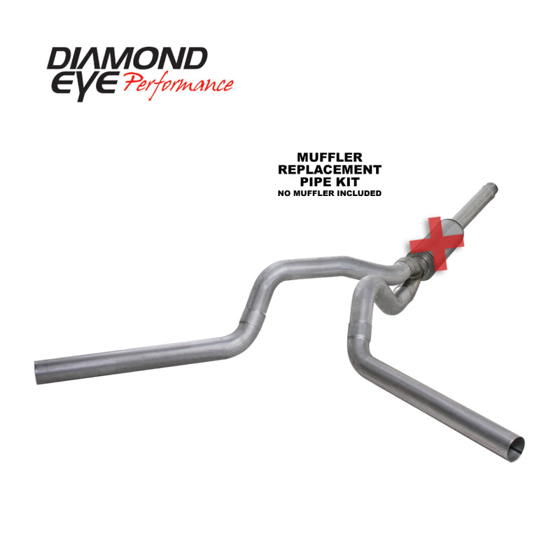 Diamond Eye KIT 4in CB MFLR RPLCMENT PIPE DUAL AL: 94-97 FORD 7.3L F250/F350 PWRSTROKE Diamond Eye Performance